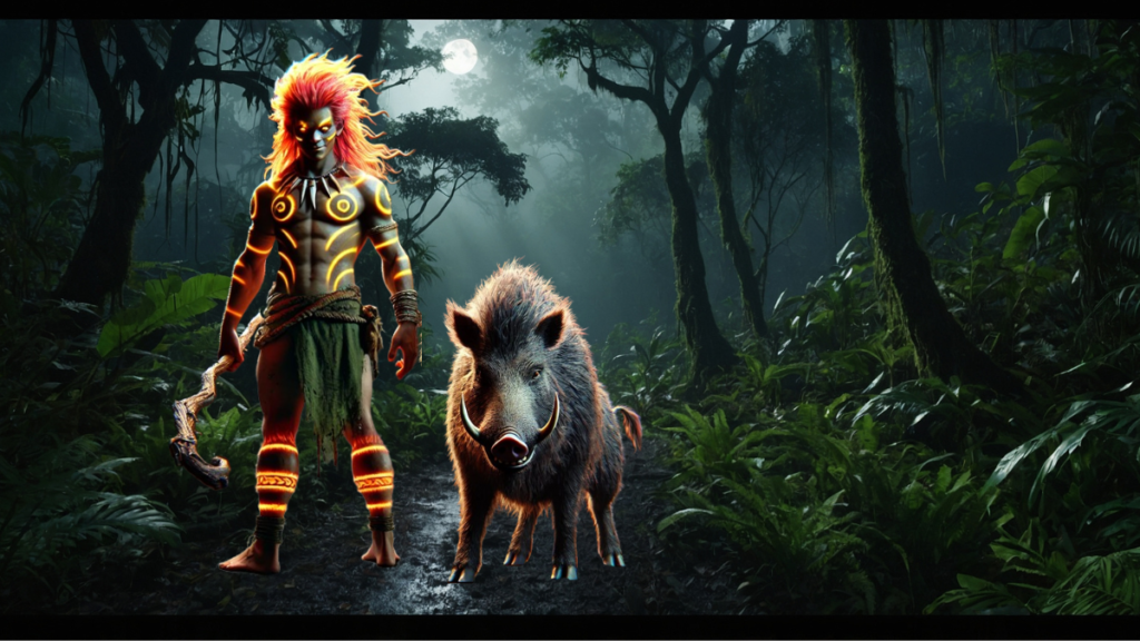 Mythical Beings of the Amazon Rainforest 3 Belém Brazilian Curupira, one of the mythical beings of the Amazon rainforest, protector of the forest