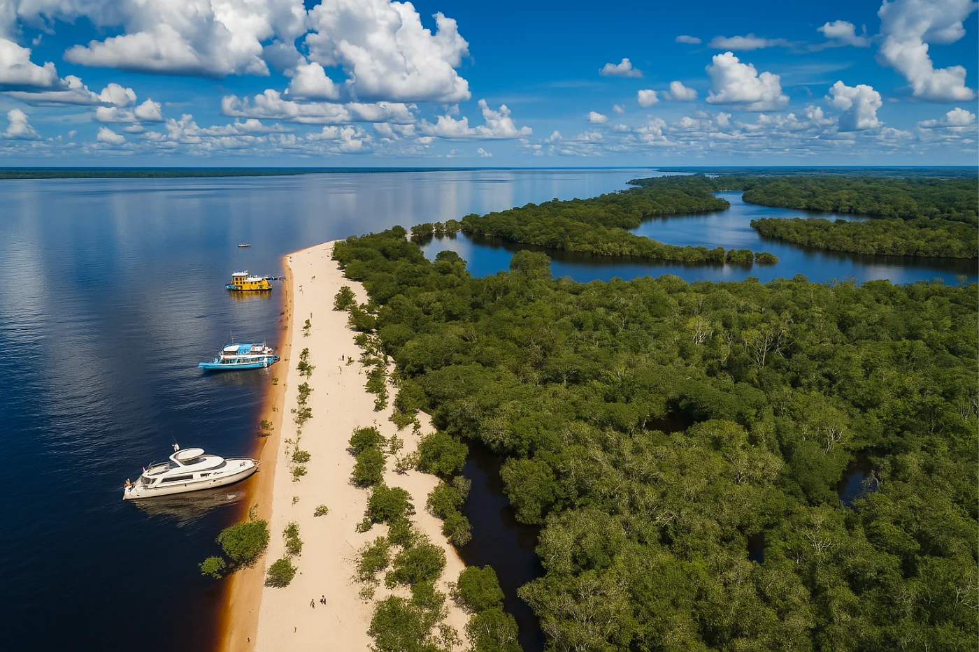 Aerial view of Anavilhanas archipelago in the Amazon