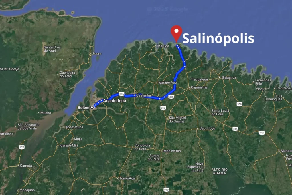 Exploring Salinópolis: A Coastal Paradise in the Amazon 1 Belém Brazilian Exploring Salinópolis: A Coastal Paradise in the Amazon – route map from Belém to Salinópolis